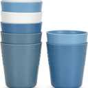 Homestockplus 8 Ounce Small Tumbler Cups,Unbreakable Drinking Cups Microwave and Dishwasher Safe BPA Free Small Reusable Cup for Water, Milk, Juice, Soda and more - Set of 8 (8 x 8 OZ, Gradient Blue Grey)