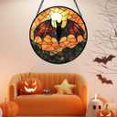 Stained Glass Window Hanging, Black Bat Sun Catcher for Door Home Decor Animal Suncatcher Christmas Mother's Day Birthday Gifts for Women Men Mom and Nana 11.8 in