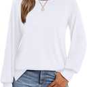 OFEEFAN Long Sleeve Shirts for Women Loose Fit Crew Neck Tunic Tops Basic Tees with Side Split 3XL