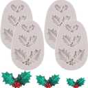 4 Pieces Christmas Holly Leaves Silicone Mold Leaf Shaped Fondant Mold Chocolate Dessert Molds for Baking Chocolate Candy Sugar Cake Decorations