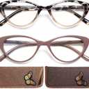 EYEURL Cat Eye Reading Glasses for Women 2 Pair Blue Light Blocking Readers 1.25 Comfort Spring Hinge Lightweight Eyeglasses Anti Glare for Ladies (Leopard+brown)