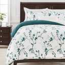 Chanasya Premium Floral Duvet Cover Set - Duvet Cover (104 x 90) & 2 Pillow Shams (20 x 36) - 3-Piece Set, King Size, Teal