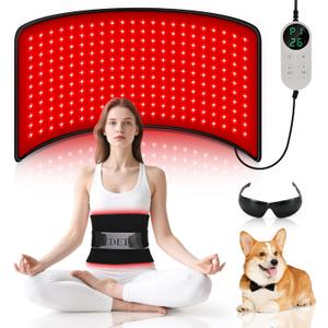 Red Light Therapy for Body, 24 x 12Large Infrared Light Therapy Pad with Timer Remote Control, 660nm 850nm Home Light Therapy for Knee Shoulder Back Muscle Joint (with Elastic Strap)