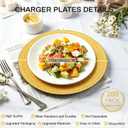 Gold Charger Plates Bulk 50Pcs, 13" Plastic Chargers for Wedding | Reinforced PP Plastic / Shatterproof / Colorfast Gold / Reusable & Easy-Clean / Christmas & Wedding / Textured Edge Chargers