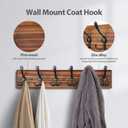 Coat Rack Wall Mount, Wooden Heavy Duty Coat Rack for Wall,6 Triple Coat Hanger Hooks for Hanging Coats,Jacket,Hat,Clothes (Brown, 6 Hooks)