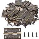 40 Pieces Jewelry Box Hinges Bronze Engraving Design - Hinge Repair Kit for Antique Box Hinge, Vintage Tool Box Hinge, Decorative Wooden Cases, Gift Boxes, Wine Boxes