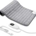 Electric Heating pad with 6 Heat Settings, Auto Shut Off, Dry Electric Heating for Back Neck Knee Arms Legs Shoulder Heat Pads for Christmas Birthday Father's Day Mother's Day (24"X12", Silver Gray)