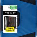 Five Star Zipper Binder, 1-1/2 Inch 3-Ring Binder with Round Rings, 3-Pocket Expanding File, 500 Sheet Capacity, Blue (72202)