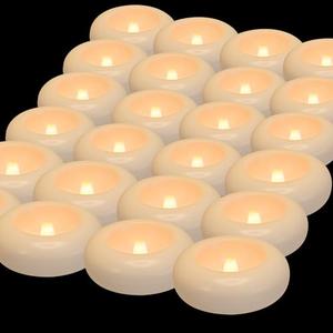 Aignis 24pcs Flameless Floating Candles Waterproof, 200Hr 3”LED Floating Tea Lights with Battery, Water-Activated Candles for Pool, Wedding Centerpieces, Bath & Spa, Valentine's Day (Elegant White)