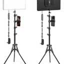 2-Pack LED Video Light Kit with 63'' Tripod Stand, 2500K-8500K Dimmable Studio Light Photography Panel Lighting for Video Recording, Game Live Streaming, Podcast, YouTube Filming, Phone Holder