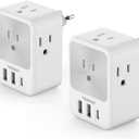 European Travel Plug Adapter 1 Pack, TESSAN Europe International Power Adaptor with 4 Outlets 3 USB Charging Ports (1 USB C), Type C Plug for Germany Iceland Spain Italy France