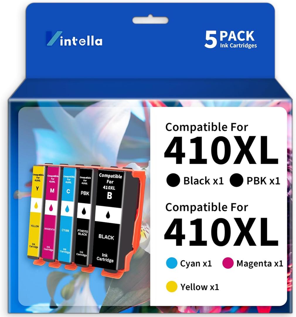 Remanufactured Ink Cartridge Replacement for Epson 410 410XL T410 T410XL Ink Cartridges Combo Pack for Expression XP-530 XP-630 XP-635 XP-640 XP-830 XP-7100 Printer (5 Pack)