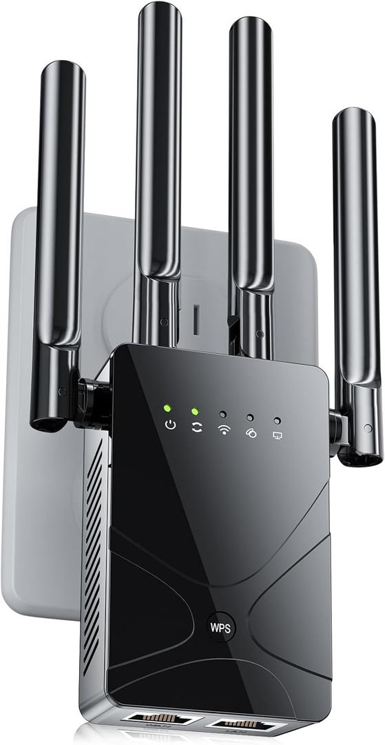 WiFi Extender Signal Booster, 15599 Sq.ft Long Range Internet Extender WiFi Booster, 6X Faster, Strongest Wireless Wi-Fi Repeater w/Ethernet Port, Mesh Wi-Fi Booster Support 99% Devices, 1-Tap Setup