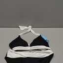 Yonique Women Two Piece Bathing Suits Push Up Bikini Set Halter Swimsuit Vintage Swimwear (Small, Black and White)