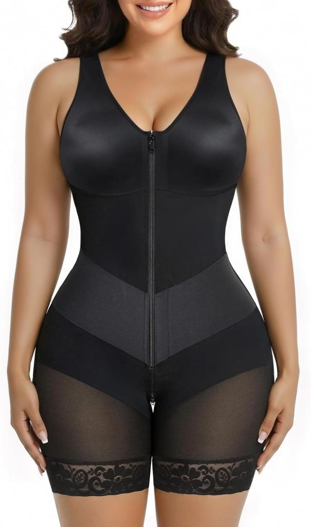 SHAPERX V-Shaped Fajas Colombianas Moldeadoras Enhanced Tummy Control Shapewear Postpartum Butt Lifter Full Body Shaper (Black, 3XL)