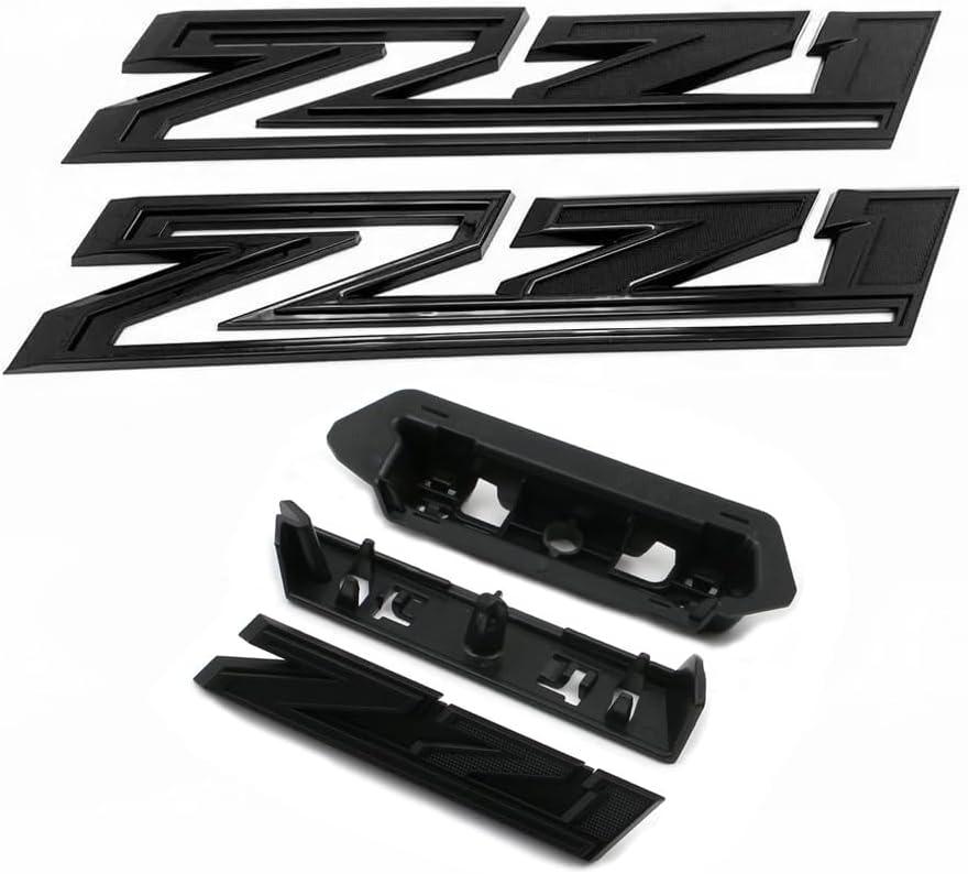 (Set of 3) 2019-2026 OEM 2pack Side Decals Emblems + Grille Z71 Badges Compatible with Silverado Genuine Parts 84632695 84384428 (All Black)