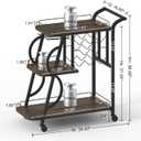 Rustic Bar Cart, 3 Tier Rolling Bar Carts for The Home, Industrial Home Serving Cart with Wine Glass Holder, Wood Metal Liquor Trolley, Mobile Beverage and Drink Carts (Walnut Brown), 16.65"D x 35.43"W x 36.06"H