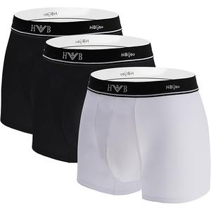ODOMEIDIC Men's Underwear Boxer Brief Regular Long Men Pack with Quick-Dry Moisture Wicking, Large