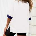 3 x BTFBM Womens Oversized T Shirts Dressy Casual Short Sleeve Summer Tops Crew Neck Color Block Blouse Loose Fit Basic Tee (White, L)