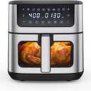 NEWBULIG Air Fryer 6.34QT Airfryer with Visible Window 400℉ Fast Heating Stainless Steel Air Fryers Oven with Nonstick and Dishwasher-Safe Basket 8-in-1 Cooking Preset with Timer Auto-Off