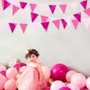 32Ft Metallic Hot Pink Triangle Flag Fabric Banner Pennant Bunting Garland Streamers for Wedding, Baby Shower, Birthday, Home, Nursery, Outdoor, Garden Party Decor