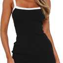 MISSJOY Women's 2026 Summer Ribbed Bodycon Casual Square Neck Sleeveless Tank Top Club Party Mini Dresses (Black, M)