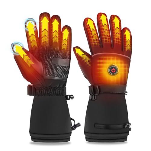 HLTWCLO Heated Gloves for Men Women, Rechargeable 5V 6000mAh for Extreme Warmth, Waterproof Touchscreen Heating Gloves for Skiing, Hunting, Hiking, Winter Working, Camping, M