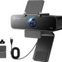 4K Webcam with Microphone, AI Presenter Tracking, Gesture Control, 95/78/65 FOV, Plug & Play, PC Camera with Privacy Cover for Laptop, Zoom, Teams