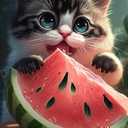 2 x ZKOPAVS Diamond Painting Kits for Adults and Kids Cute Cat Eats Watermelon Art Paint with Crystal Rhinestone Cross Stitch Round Full Drill Art 12X12 Inch