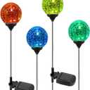 OxyLED Solar Globe Lights Outdoor 4 Pack Garden Stake Lights Waterproof Cracked Crystal LED Color Changing Solar Pathway Lighting Auto On/Off for Landscape Patio Yard Christmas Decoration