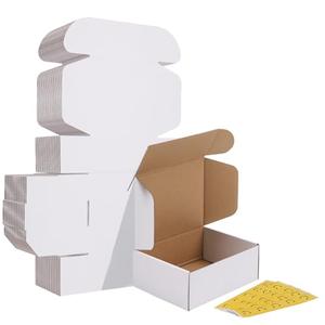 HORLIMER 8x6x3 inches Shipping Boxes Set of 25, White Corrugated Cardboard Box Literature Mailer, 25 Stickers Included