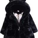 WEONEDREAM Toddler Girls Winter Fleece Coat Kids Hooded Faux Fur Jacket Baby Warm Outwear (3T, Black)