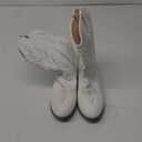 Cowgirl Boots for Little Girls Mid Calf Pointed Toe Kid Cowboy Boots Side Zipper Classic Embroidered Western Boots Horse Riding Shoes Party for Toddler Little Big Kids (White) 6