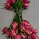 FOUSUKA Artificial Tulips Fake Flowers Outdoor UV Resistant 4 Bundles 40 Heads Silk Tulip Faux Plastic Greenery Plants Flower for Home Outside Garden Porch Window Planters Decor (Rose Red)