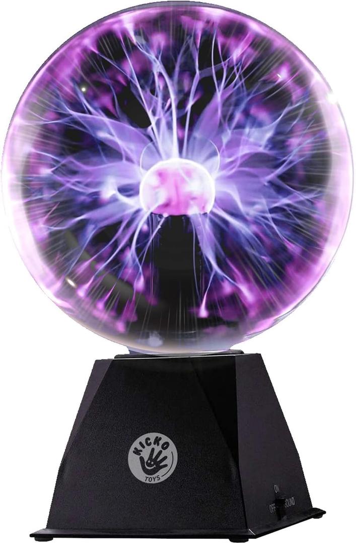 Kicko 7-Inch Purple Plasma Ball Touch Sensitive, Nebula Thunder Lightning Plug-in Plasma Globe for Parties, Science Decorations, Kids, Bedroom Decor, Home
