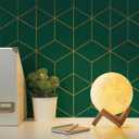 Safiyya Peel and Stick Wallpaper Gold and Dark Green Wallpaper Geometric Contact Paper Textured Self Adhesive Removable Wall Paper for Walls Vinyl Roll 393"x17.3"