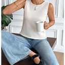 MakeMeChic Women's Sleeveless Crop Sweater Vest Tops Crew Neck Knit Tank Tops Beige X-Small (Beige, XS)