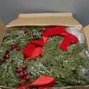 4 Pcs Small Christmas Norfolk Wreaths 15 Inch Christmas Kitchen Cabinet Mini Wreath Real Touch with Bow Ribbon Cedar Red Berry for Xmas Front Door Window Chair Fireplace Table Pillar Farmhouse Decor