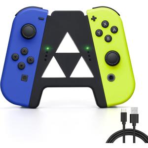 DLseego Slide Joy Con Charging Grip for Switch/Switch OLED Potable Joy Con Charger Controller Comfort Handle Speed Charge While Play with 1PC Type-c Data Cable - Black