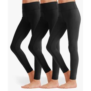 3 Pack Girls Black Athletic Leggings, Printed Ankle Length High Waisted Yoga Pants for Kids Teen fot 8 Y, M