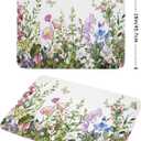 2 x Spring Summer Floral Dish Drying Mat With Absorbent Reversible Microfiber Green Leaf Plants Flowers Drying Mats 18 x 24 Inch Dish Drainer Mat Fast Dry For Kitchen Dining Room
