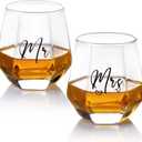 Mr and Mrs Wine Glasses Wedding Gifts for Bride and Groom -Gifts for Bridal Shower Engagement Wedding and Married Anniversary-His & Hers, Engagement Gift,3.35" W x 3.62" H