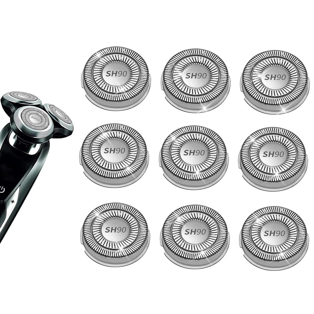 9 Pack SH90 Replacement Heads Compatible with Philips norelco Series 9000(S9xxx) 8000(S8xxx) Electric Razor Shaver, Upgrade SH90/62 Replacement Double Blades for Philips shaver 9000