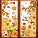 Yovkky Fall is in The Air Maple Leaves Window Clings 9 Sheets, Autumn Pumpkin Patch Thankful Grateful Farmhouse Stickers Decals Decor, Blessed Thanksgiving Home Kitchen Decorations