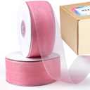 Pink Sheer Organza Ribbon 1-1/2 Inch x 100 Yards Clear Rose Pink Chiffon Tulle Ribbon for Gift Wrapping Christmas Tree Wedding Invitations Flower Bouquet Hair Bows Crafts