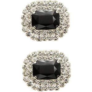 Ruihfas Bridal Wedding Shoes Dress Hat Accessories Fashion Rhinestones Crystal Shoe Clips 2 Pcs (Black)
