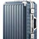 Carry On Luggage with Spinner Wheels, 8010S Aluminum Frame Zipperless Polycarbonate Hard Shell Suitcase (ZX-Core, Blue, 20 Inch)