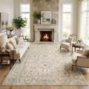 GarveeHome Boho 5x7 Area Rug for Bedroom, Floral Vintage Rugs for Living Room with Soft Low Pile, Non Slip Botanical Washable Rugs 5x7 for Dining Room Camel Carpet for Entryway Dorm Office Playroom