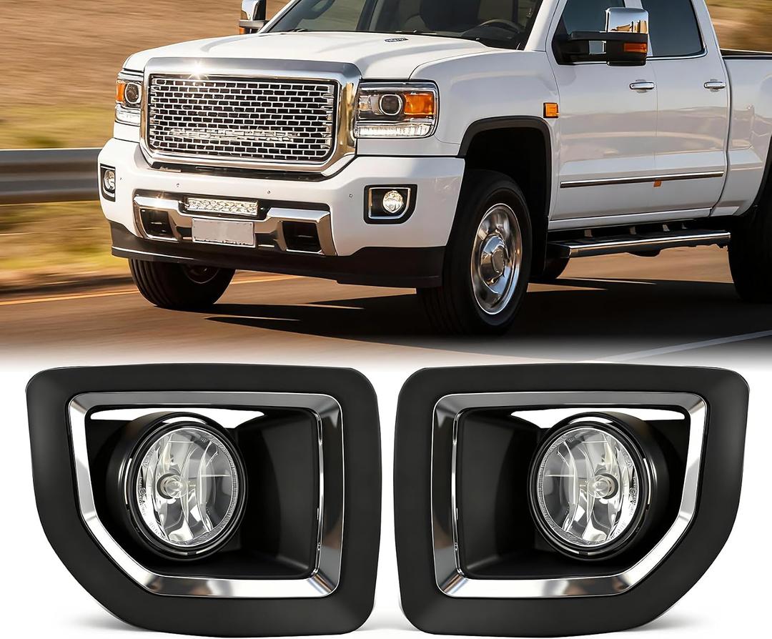 Fog Lights Compatible with 2015-2019 GMC Sierra 2500HD/ 3500HD, Bumper Driving Fog Lamp Assembly Replacement Fog Light Kit, DOT Certified(1 Pair)