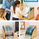 HULISEN 2 Pack Clipboard Holder for Classroom & Office, Wooden Clipboard Storage Organizer with Raised Side Panel & Metal Slots, Wood Clip Board Stand Rack Clip Board Not Included